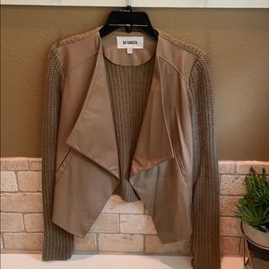 Cable Knit and Faux Leather Jacket